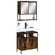 Set Mobili da Bagno 2 pz Rovere Fumo in Legno Multistratocod mxl 90663