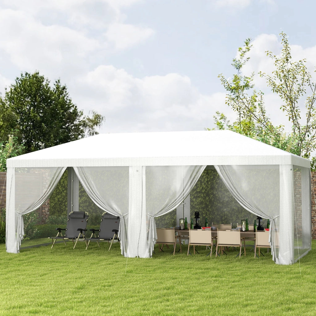 Tenda da giardino 6 pareti amovibili ¨C zephmum ¨C 6x3 m bianco