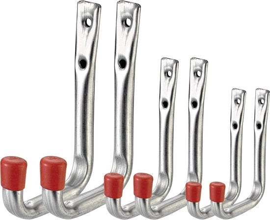 Assortimento di chiodi a muro 6 pezzi - 3 diverse misure - sostenibile fino a 15 kg - con cappuccio protettivo in gomma - chiodo a vite zincato/hook universale/attacco per garage/aiuto di stoccaggio.