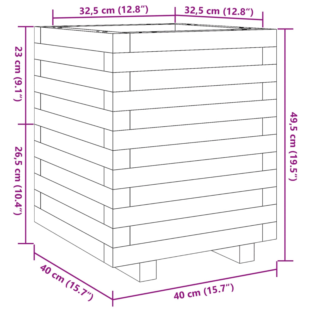 Fioriera da Giardino 40x40x49,5 cm in Legno Massello di Douglas