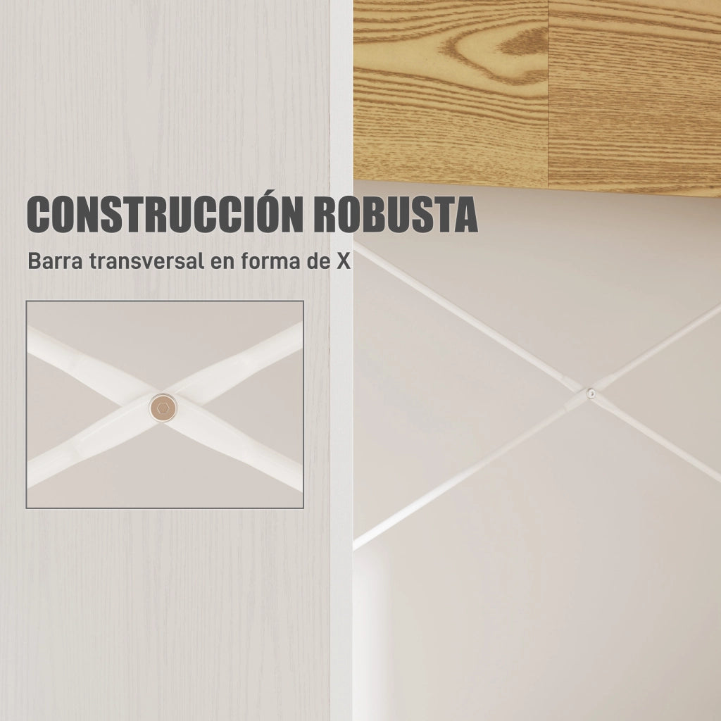 Scrivania con scaffale e 2 cassetti ¨C Zephmum ¨C Bianco e legno naturale 110x50x102,6 cm