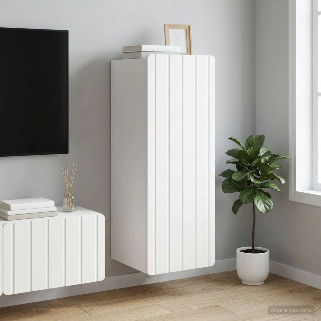 Mobiletto a muro Bianco 33 x 34,5 x 94 cm Legno ingegnerizzato 898245