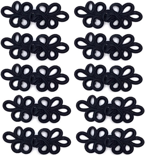 10 paia di chiusure per maglia in plastica a forma di rana per tratti di cucito per cappotti, giacche, sciarpe, giubbotto e costumi, abbigliamento, cucito, nero
