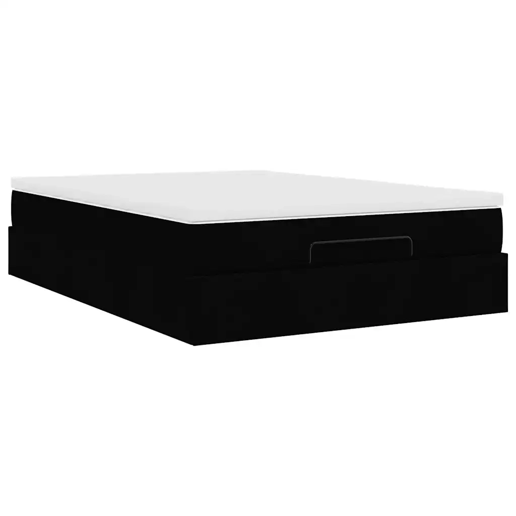 Struttura Letto Pouf con Materasso Nero 140x200 cm Similpelle 3311041
