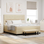 Letto a molle con materasso Crema 180 x 200 cm Tessuto