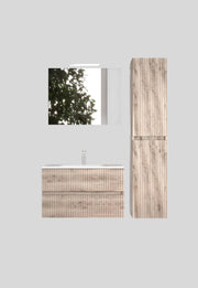 Mobile da Bagno Sospeso con Lavabo 90 cm e Specchio Urano Light Rovere Naturale