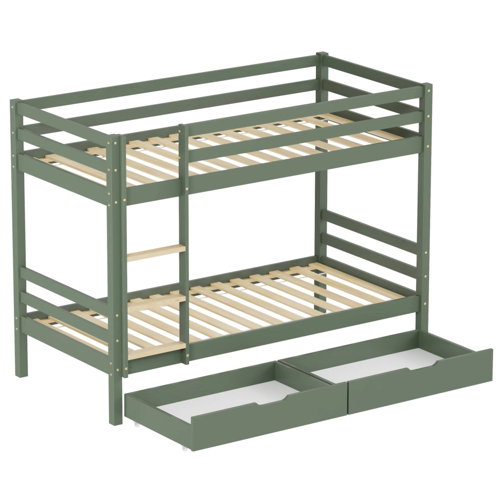 Letto a castello per bambini 190x90 cm verde con cassetti AMBER