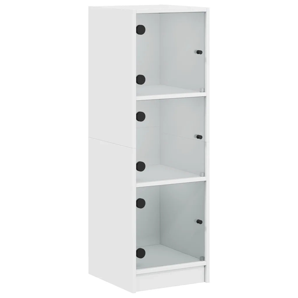 Credenza | Madia | Buffet da pranzo | Armadio da pranzo con Ante in Vetro Bianca 35x37x109 cm