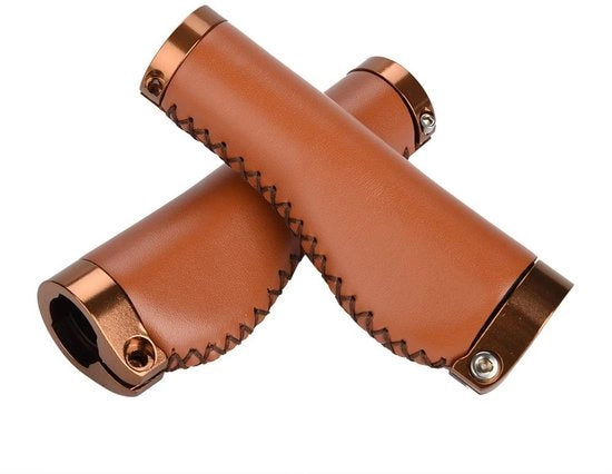 Manubri in PU Pelle per Bicicletta - Manubri per Bicicletta con Grip Antiscivolo - Manubri per Bicicletta con Chiusura - Manubri per Bicicletta in Material Leggero - Sistema di Blocco Dual Lock