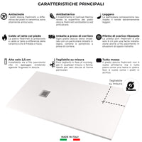 Piatto Doccia in Pietra 70x110 cm Pedrinelli Ardesia Stone Side Bianco