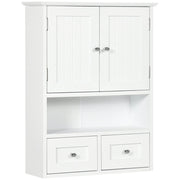 Pensile da Bagno con Armadietto e Cassetti 50,8x17,8x66 cm in Legno Bianco