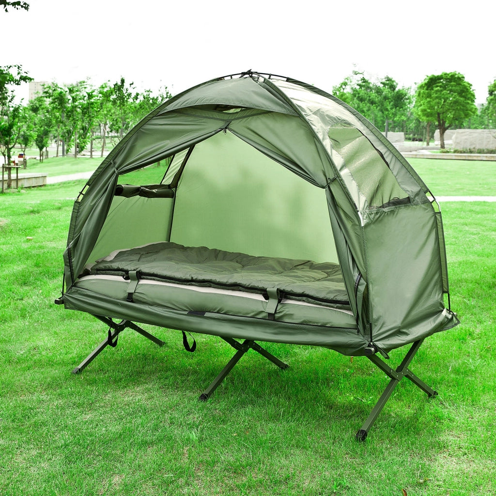 SoBuy® Brandina da Campeggio Pieghevole, Tenda da Campeggio,con Borsa e Materasso ad Aria, OGS32-GR,IT