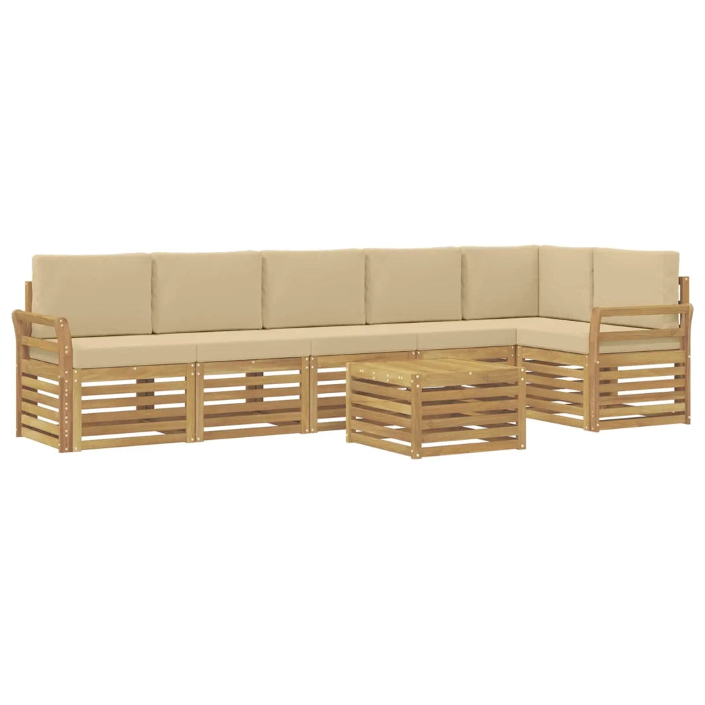 Set di divani da esterno 7 pcs Bianco e Beige 59 x 59 x 37 cm 3391958