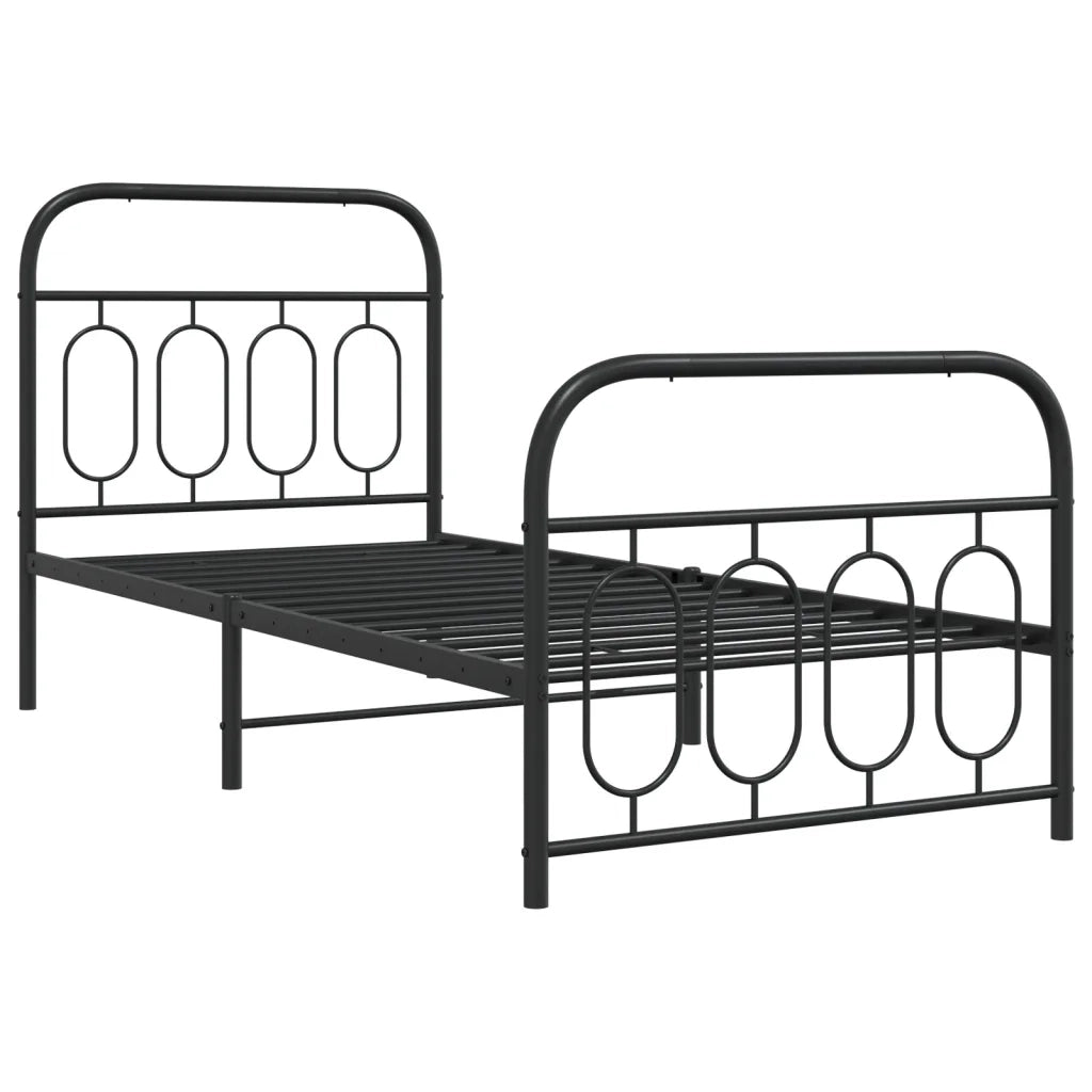Giroletto con Testiera e Pediera-Struttura Letto Metallo Nero 80x200 cm 562407