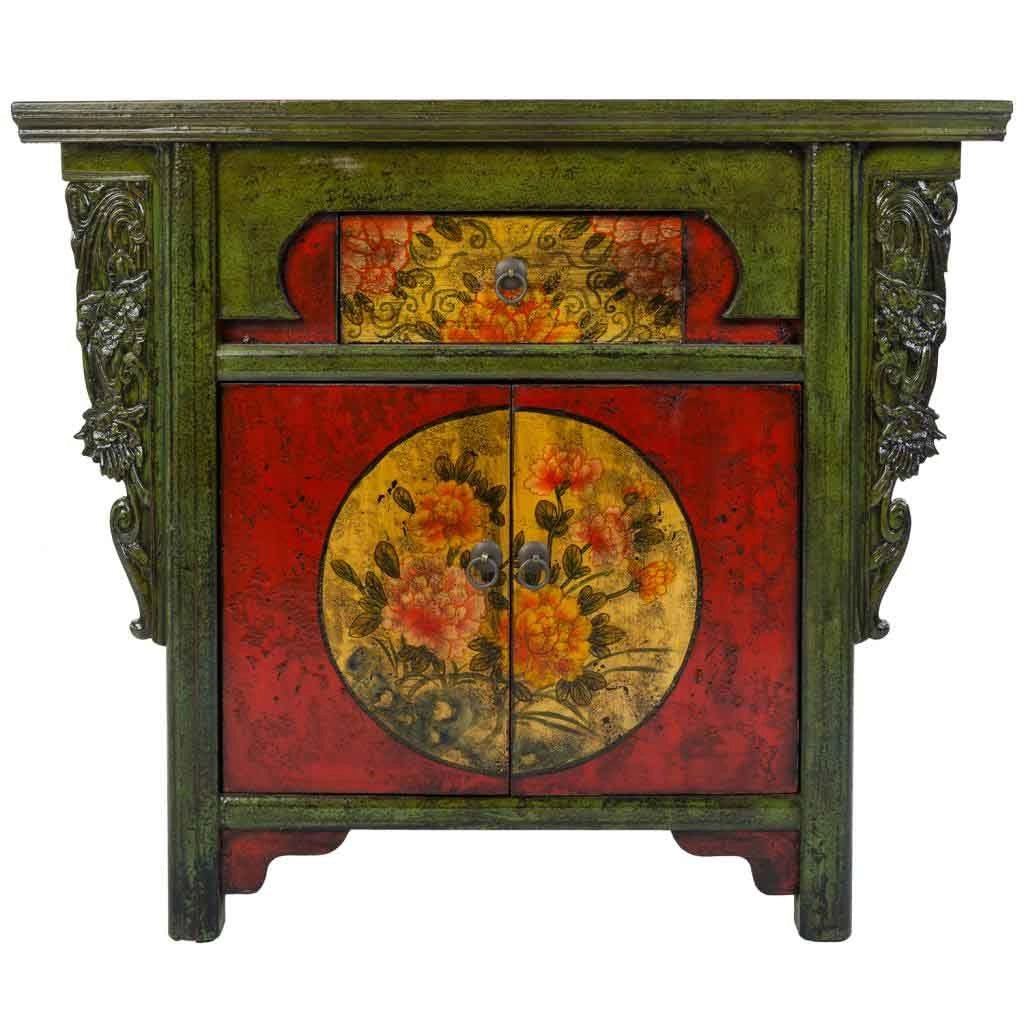 Mobile da ingresso in legno verde 91x40x80h