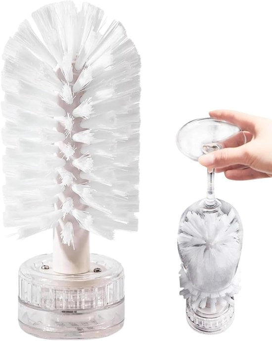 Spazzola per bottiglie d'acqua - Set di spazzole portatili con morsetto per vetreria da vino e bottiglie.