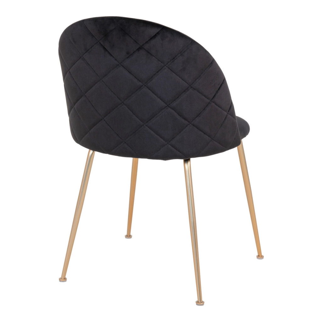 Set 2 sedie da pranzo Geneve in velluto nero con gambe effetto ottone