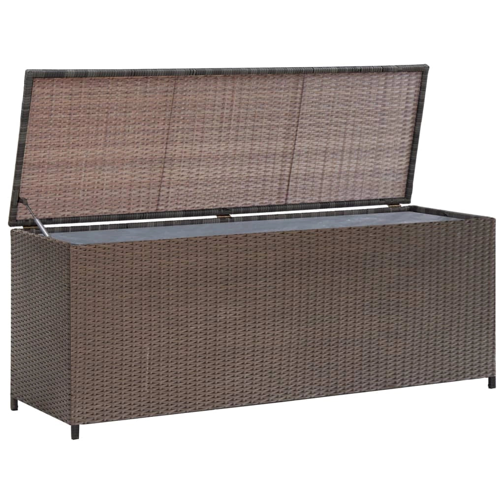 Contenitore/cassa da giardino marrone 120 x 50 x 60 cm resina intrecciata 02_0013096