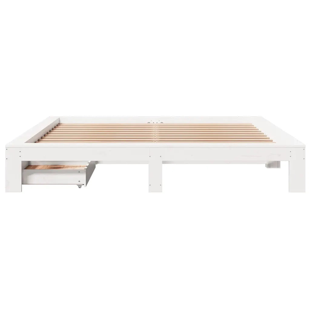 Giroletto senza Materasso Bianco 200x200 cm Legno Massello Pino