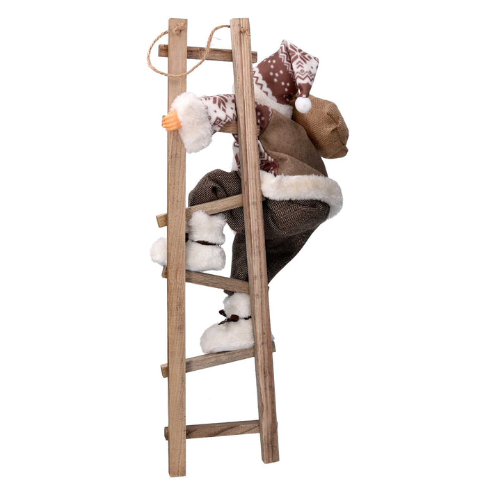 Babbo natale in tessuto bianco su scala cm xh45