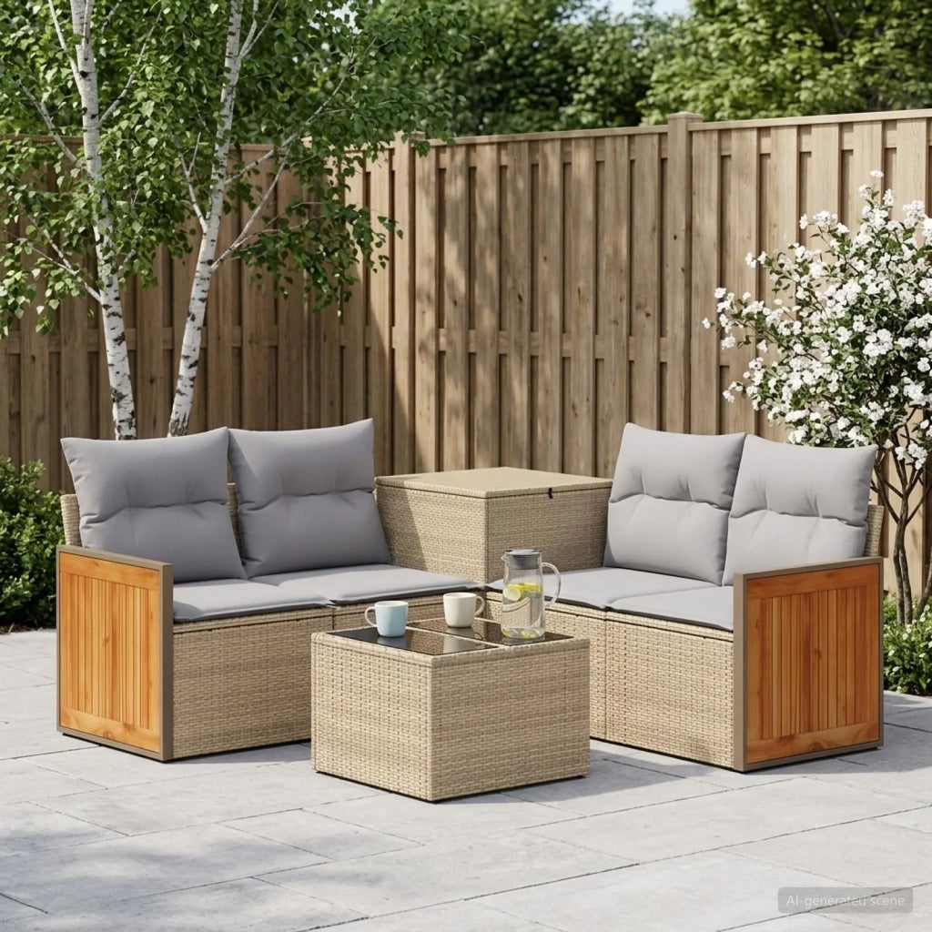 Set di divani 6 pz Beige e Grigio Chiaro 3447721