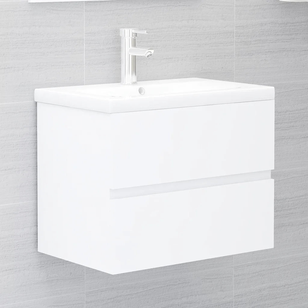 Set Mobili da Bagno 2 pz Bianco in Legno Multistrato 804872