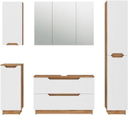 Set di mobili da bagno Lotta, Rovere/bianco a strisce, 5 parti