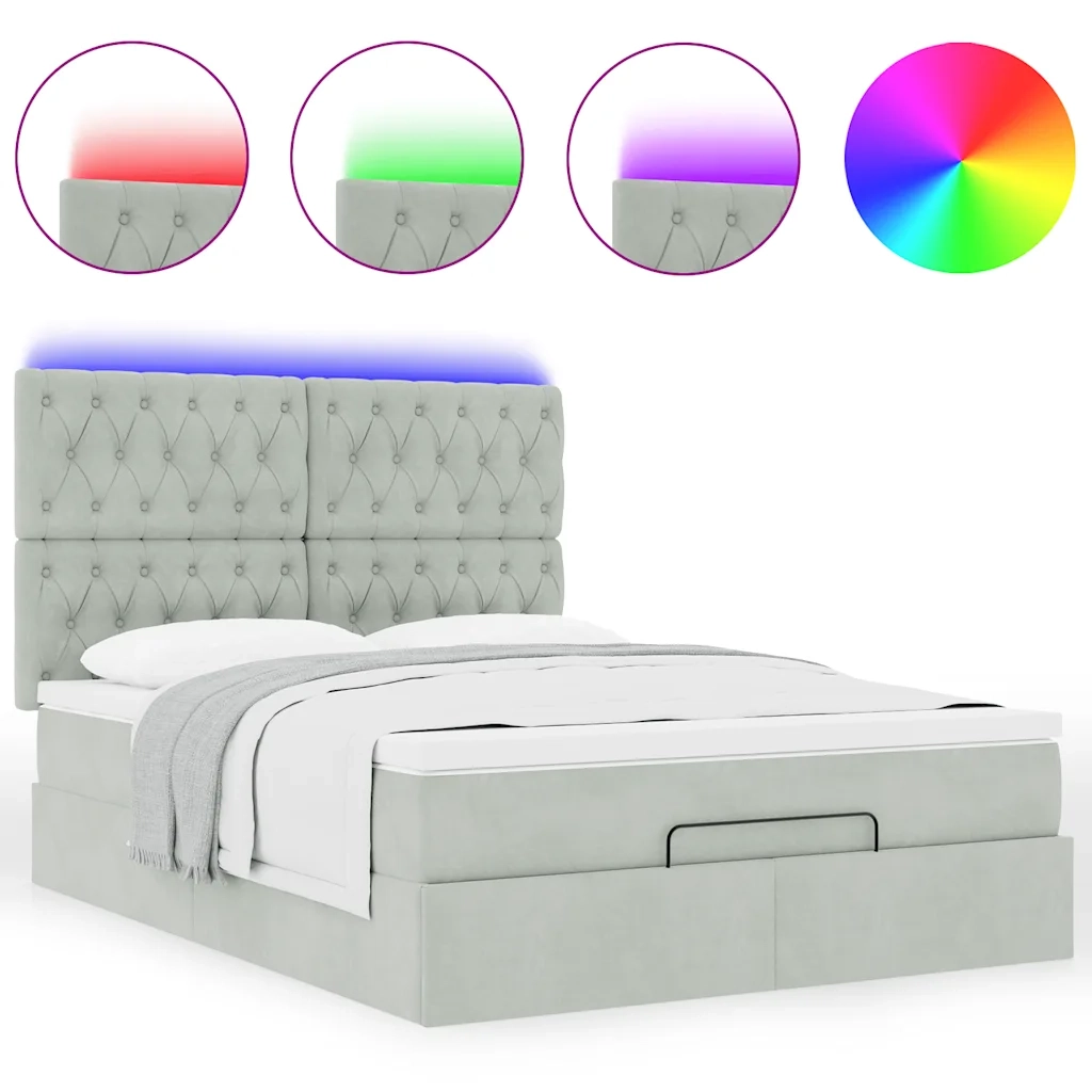 Struttura Letto Pouf con Materassi 140x200 cm in Velluto 3314396