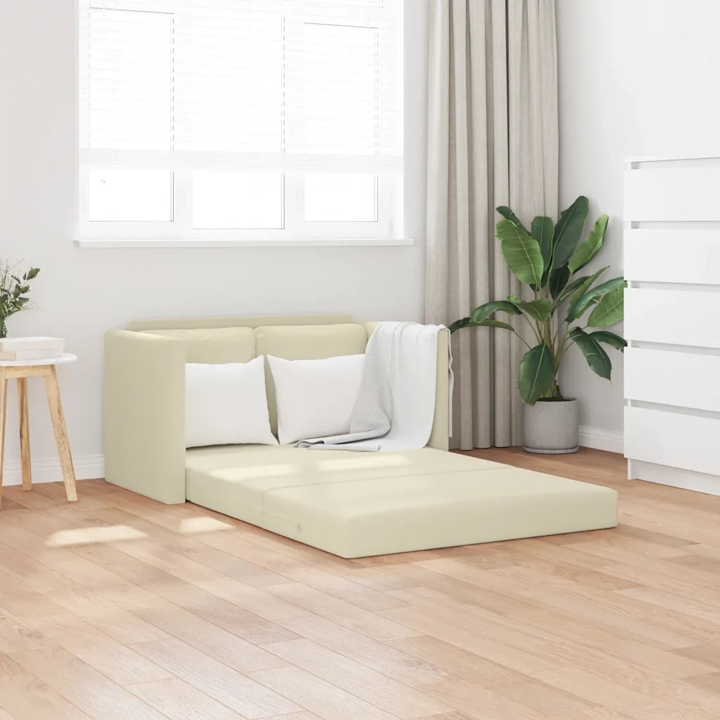 Divano Letto da Terra 2 in 1 Crema 112x174x55 cm Similpelle 353974