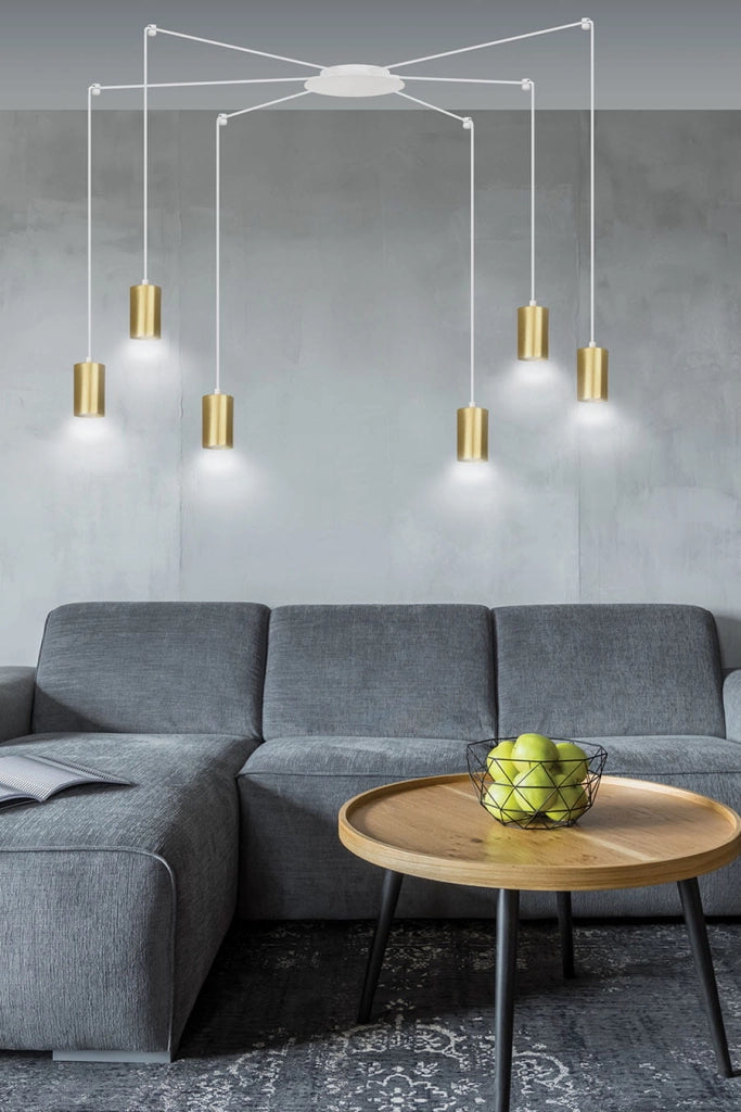 Lampadario Emibig Traker 6 luci GU10 bianco oro metallo