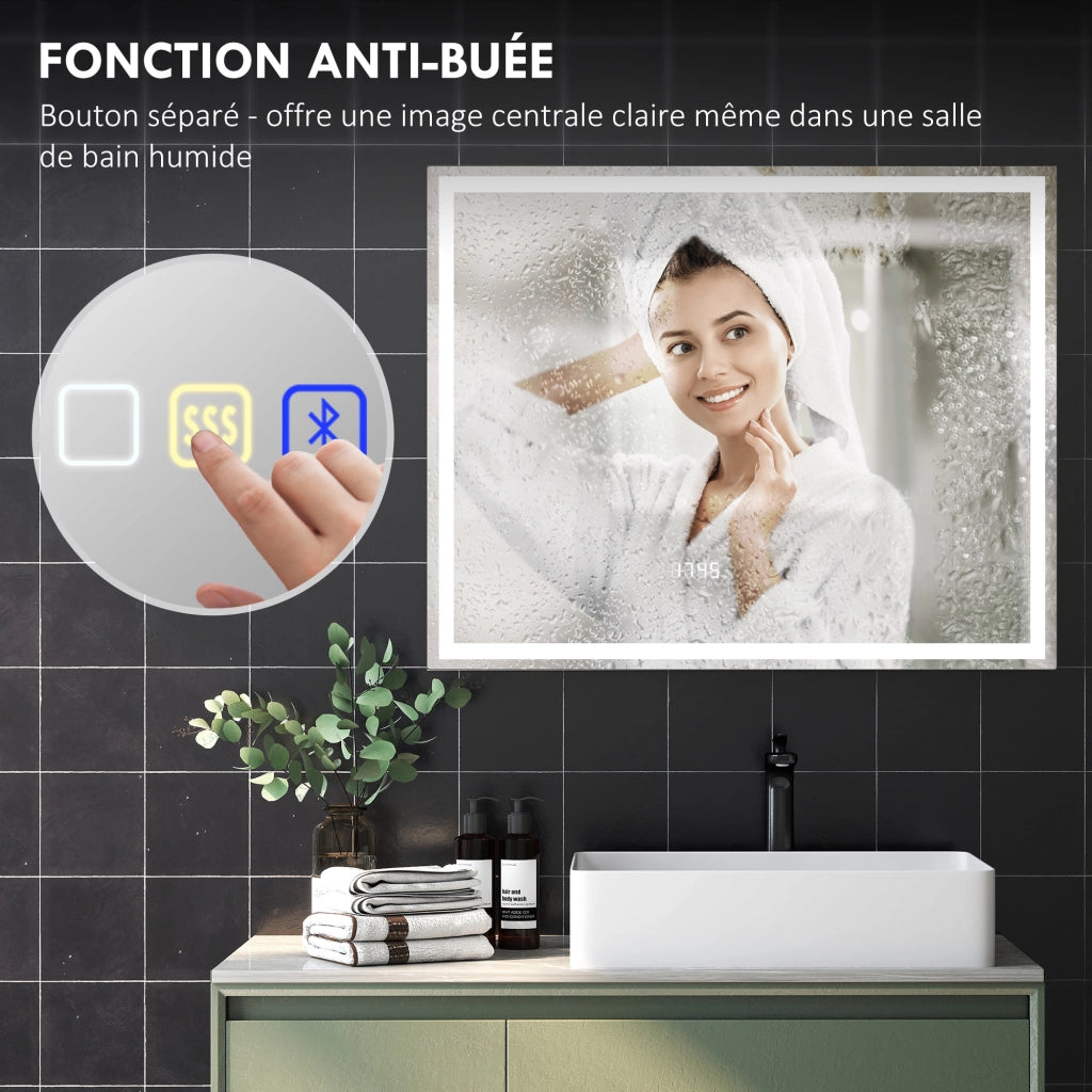 Specchio da Bagno LED con Luce Regolabile ¨C Zephmum ¨C 80x100 cm Antracite