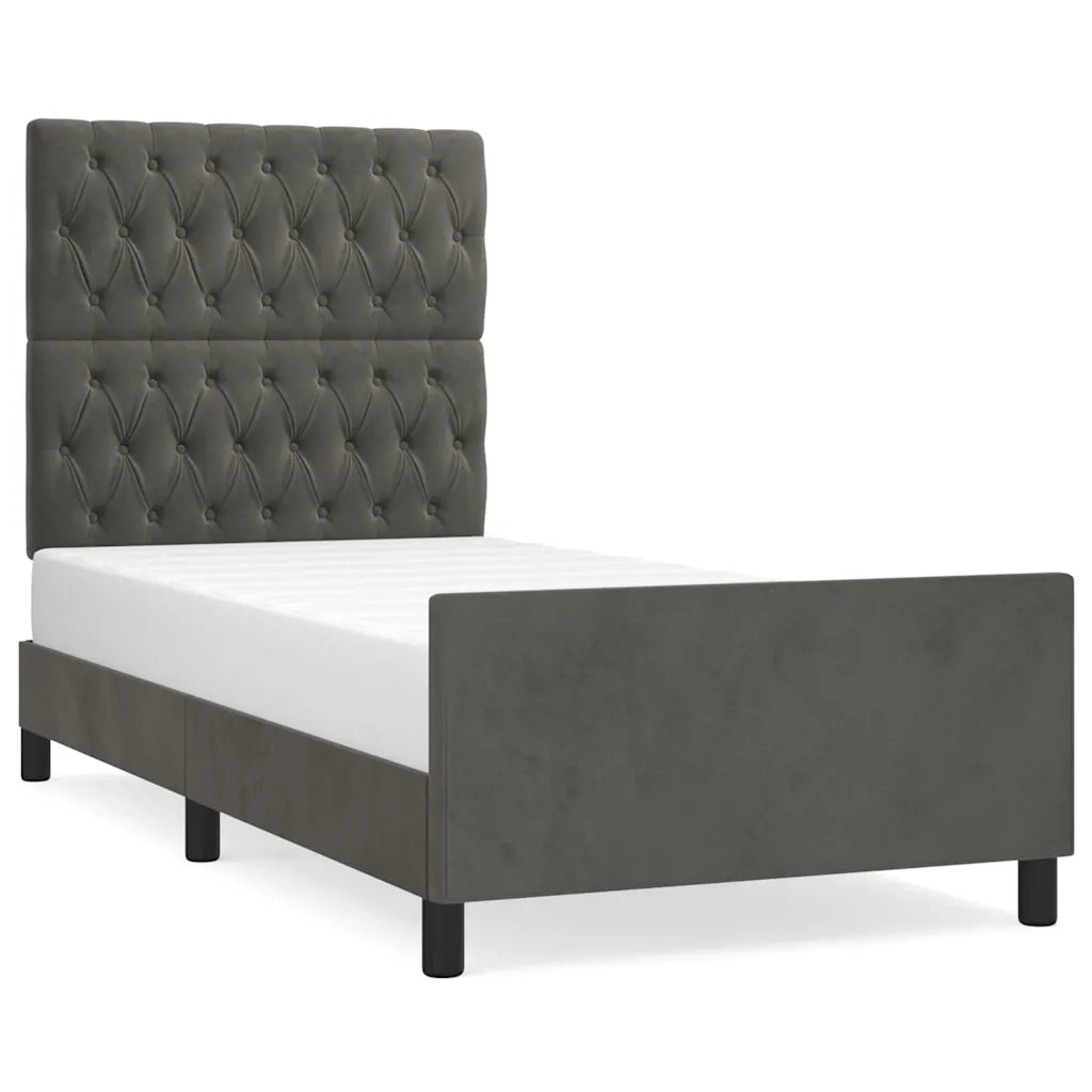 Giroletto con Testiera Grigio Scuro 90x200 cm in Velluto cod mxl 63879