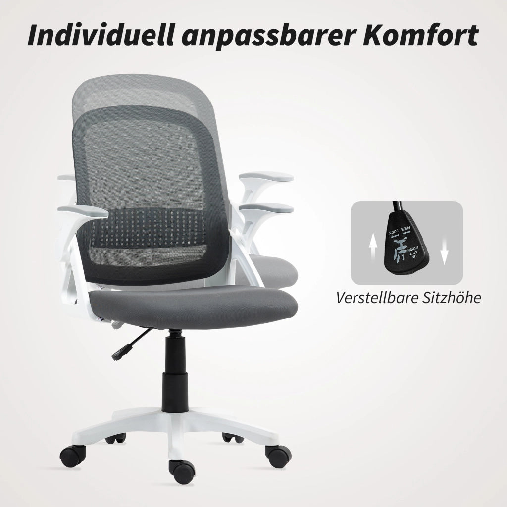 Sedia da ufficio ergonomica ¨C zephmum ¨C Grigio, Schienale in rete, Supporto lombare