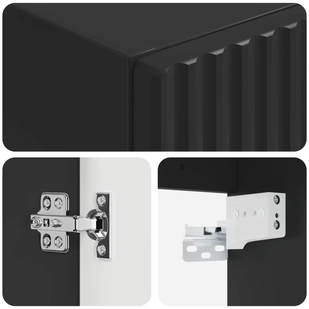 Mobiletto da Bagno a Muro Nero 33 x 34,5 x 100 cm