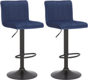 Set di 2 sgabelli da bar Jamie velvet blu