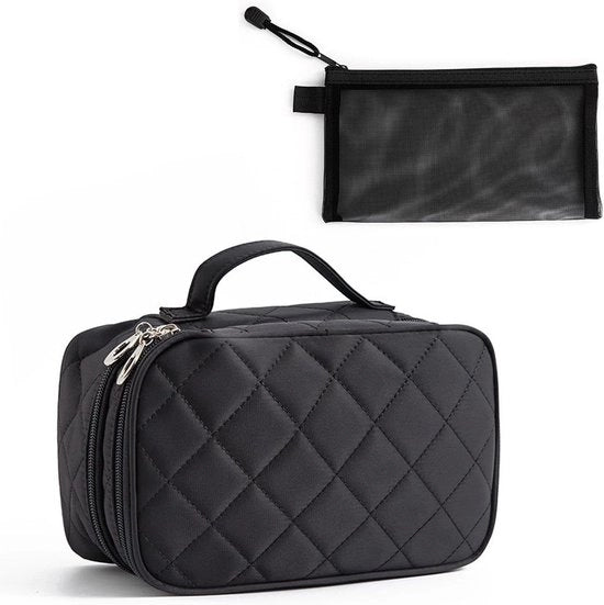 Borsa di Pulizia Portatile con Tasca a Maglia per la Conservazione del Make-up - Borsa per il Viaggio - Tasca Utile per la Conservazione e l'Organizzazione - Modello Ah79.