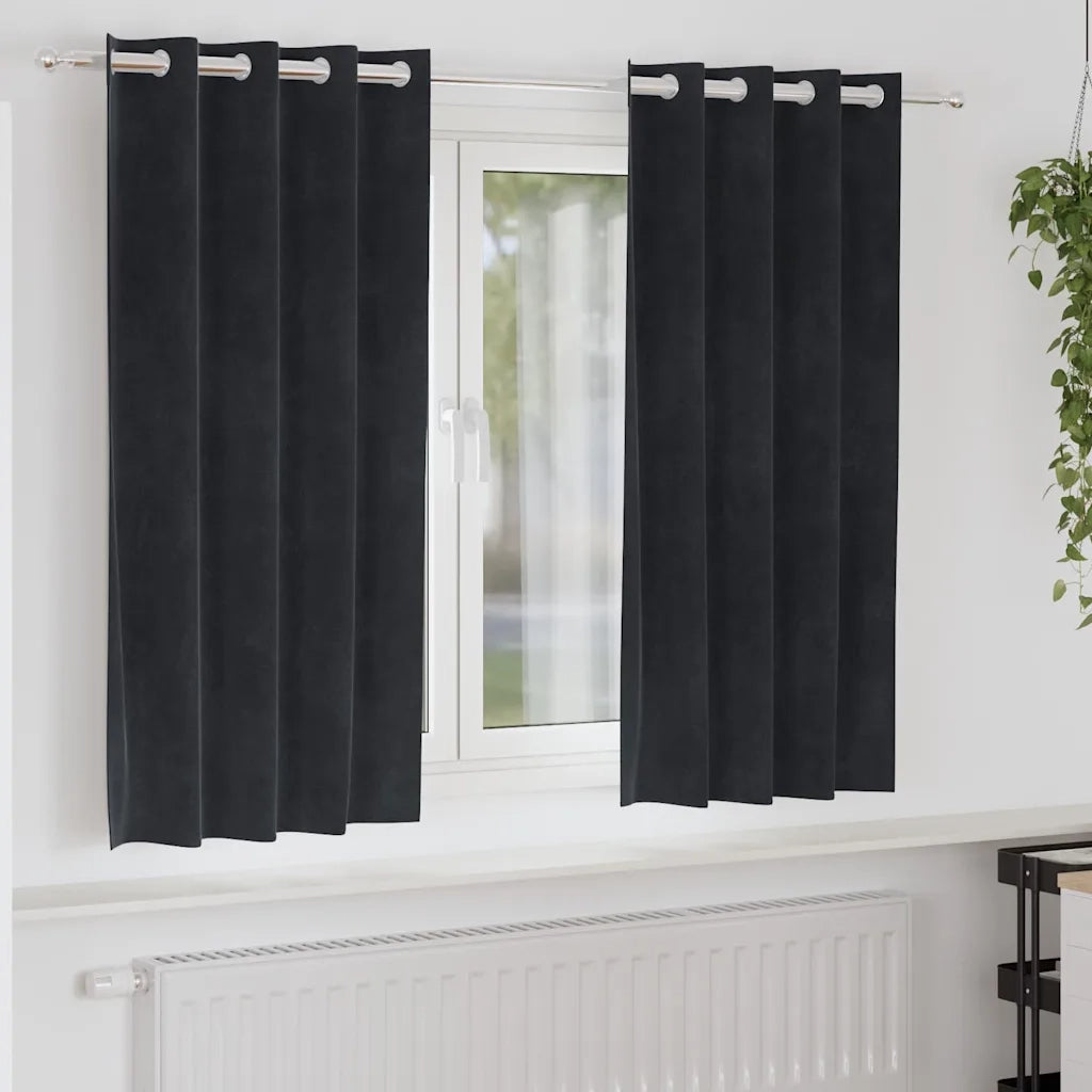Tende Oscuranti | Tende Blackout 2 pz Nero 140 x 175 cm Velluto