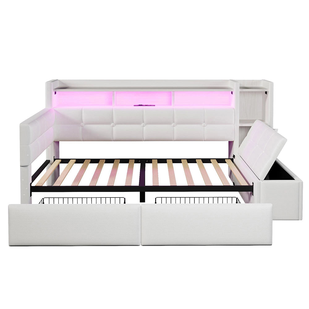 Divano letto 90x190cm?- Xylo - USB velluto bianco