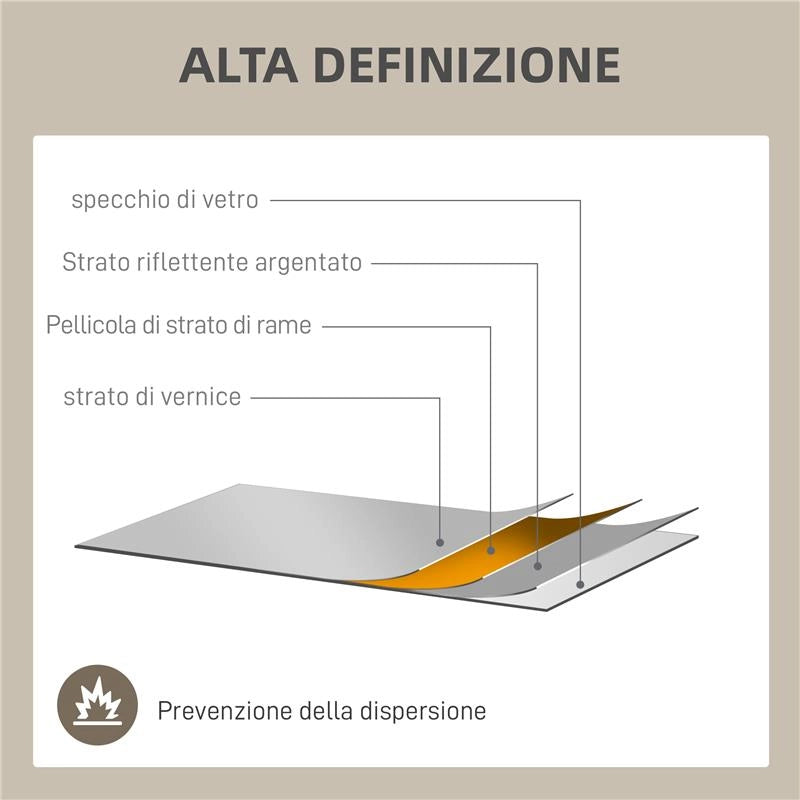 SPECCHIO DA PARETE STILE FINESTRA CON MONTAGGIO VERTICALE E ORIZZONTALE, 90X60 CM, ORO