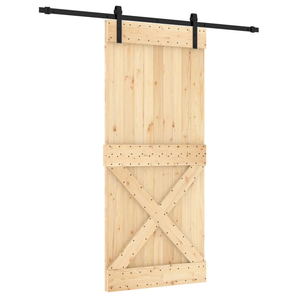 Porta scorrevole Naturale e Nero 90 x 210 cm