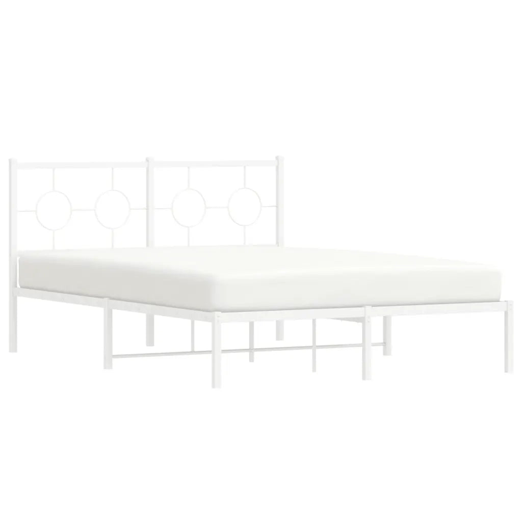 Giroletto con Testiera Metallo Bianco 135x190 cm 376274