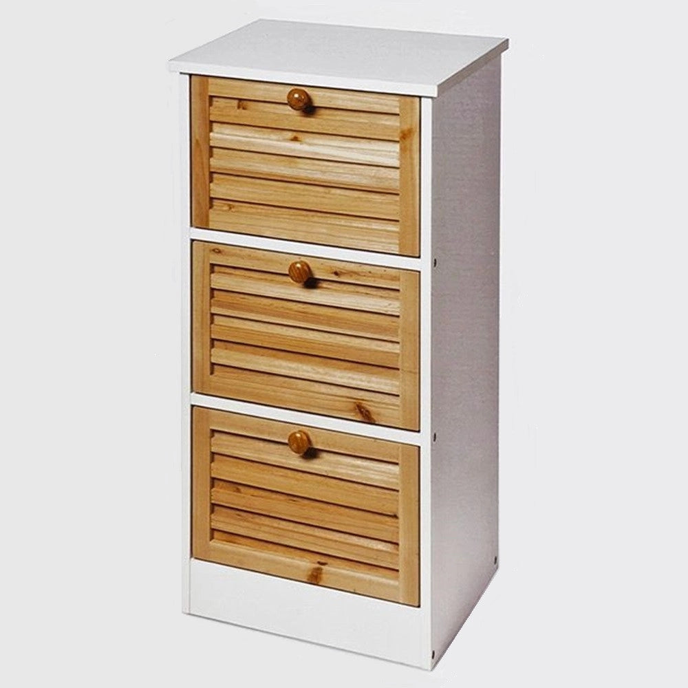 Trade Shop - Cassettiera Multiuso A 3 Cassetti Mobiletto In Legno Di Abate 31,5x30x63,5cm Bagno Ingresso -