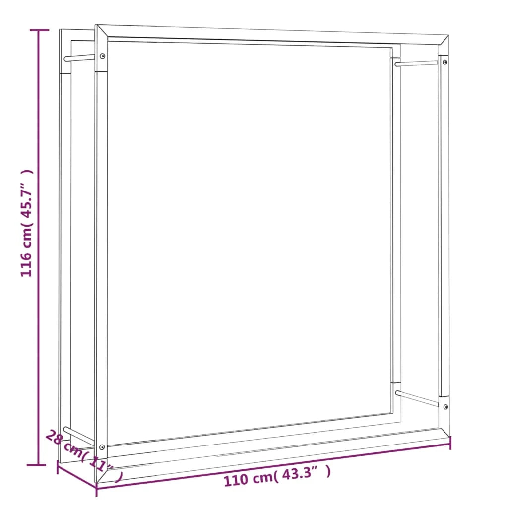 Portalegna finitura opaca 110 x 28 x 116 cm acciaio nero 02_0043745