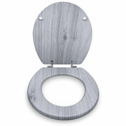 Sedile Copriwater Universale MDF Grigio Effetto Legno Con Cerniere 94103