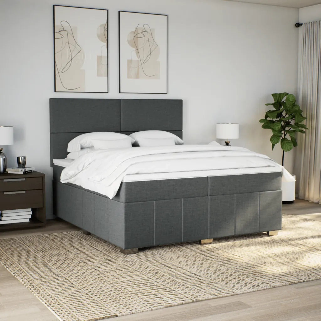 Giroletto a Molle con Materasso Grigio Scuro 200x200 cm Tessuto 3294069