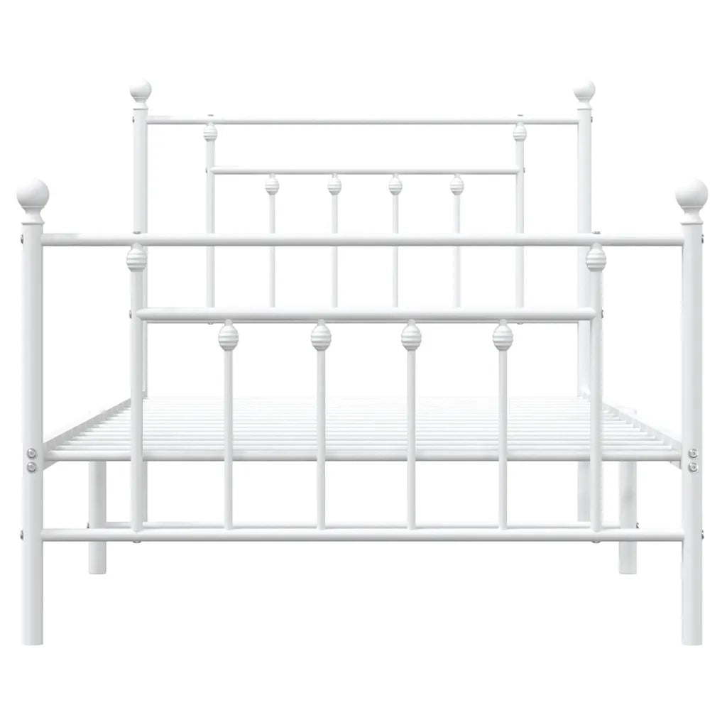 Giroletto con Testiera e Pediera Metallo Bianco 100x190 cm 353598