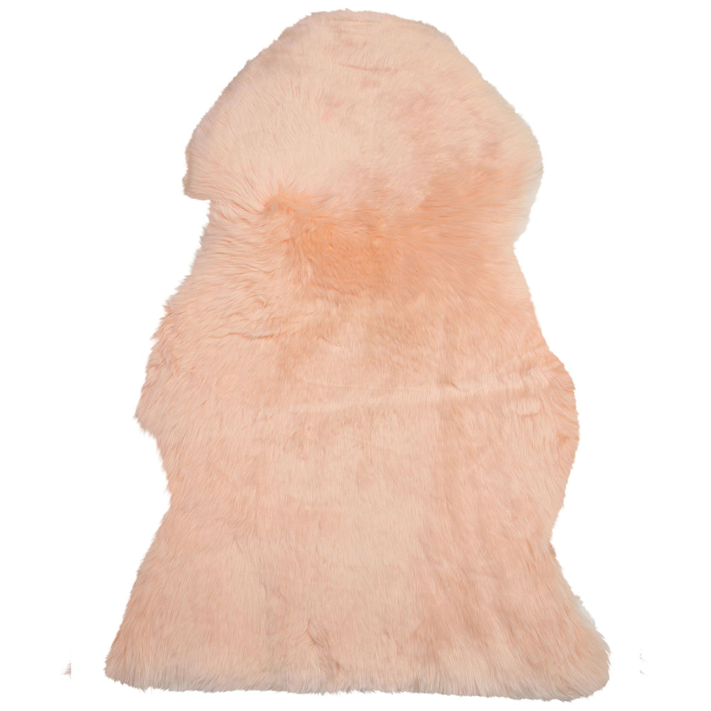 Pelle di pecora rosa pesca 65 x 110 cm naturale a pelo lungo in stile rustico