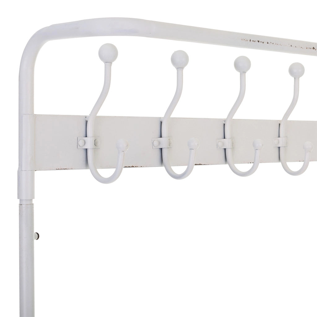 Mobile da ingresso con appendiabiti in metallo bianco 104x39x183h