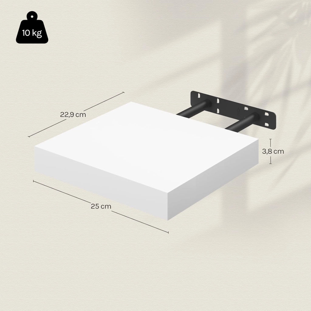 Mensola da Muro Rettangolare Scaffale Libreria a Parete Decorazione per Cameretta Ufficio Porta CD/Dvd in Legno Bianco 25cm RG9365ws