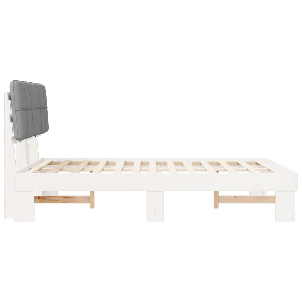 Letto con Testiera Rivestita Grigio chiaro 120 x 190 cm